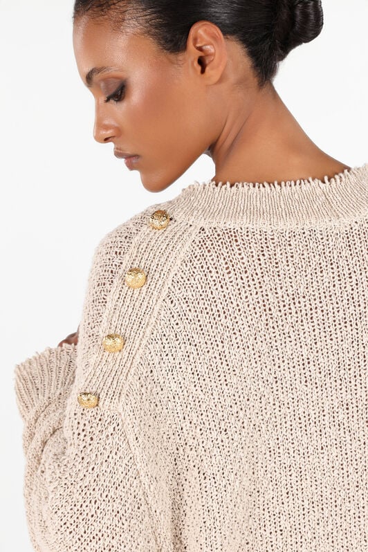 RC Pullover mit Zierknöpfen RC Pullover mit Zierknöpfen Hellbraun UWM620-ME005