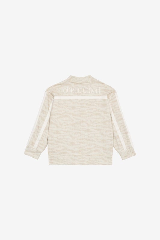 JU Zip-Up Sweatshirt With Tiger Skin Print JU Zip-Up Sweatshirt With Tiger Skin Print Ivory UJT68E-5OO44