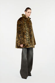 RC Leopard Print Faux Fur Coat Brown VWT501-FT002
