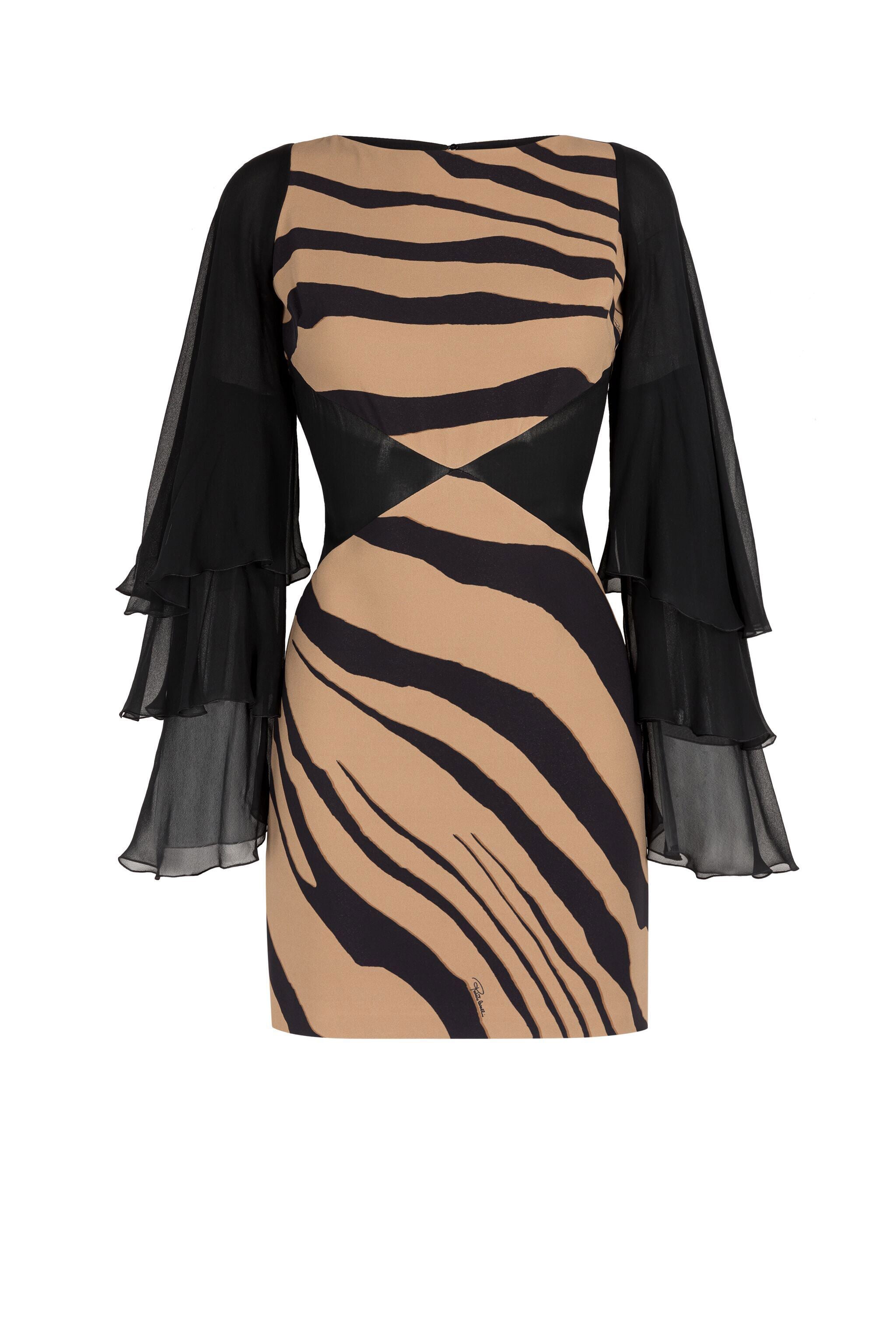 RC Tiger-Print Mini Dress RC Tiger-Print Mini Dress Light Brown KOT10D-ORL60