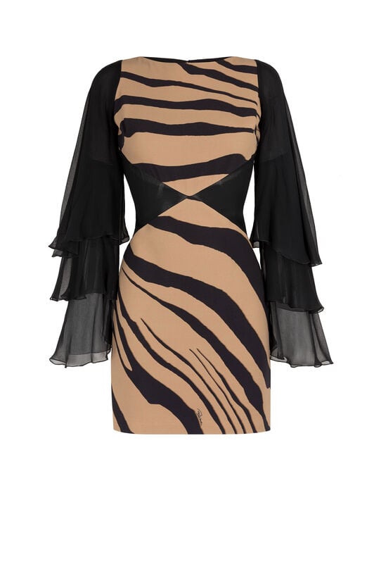 RC Tiger-Print Mini Dress RC Tiger-Print Mini Dress Light Brown KOT10D-ORL60