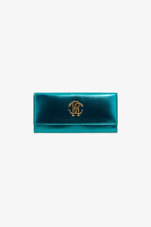 RC Portafoglio Metallizzato Teal Con Monogram RC RC Portafoglio Metallizzato Teal Con Monogram RC Azzurro SKA002-PN199