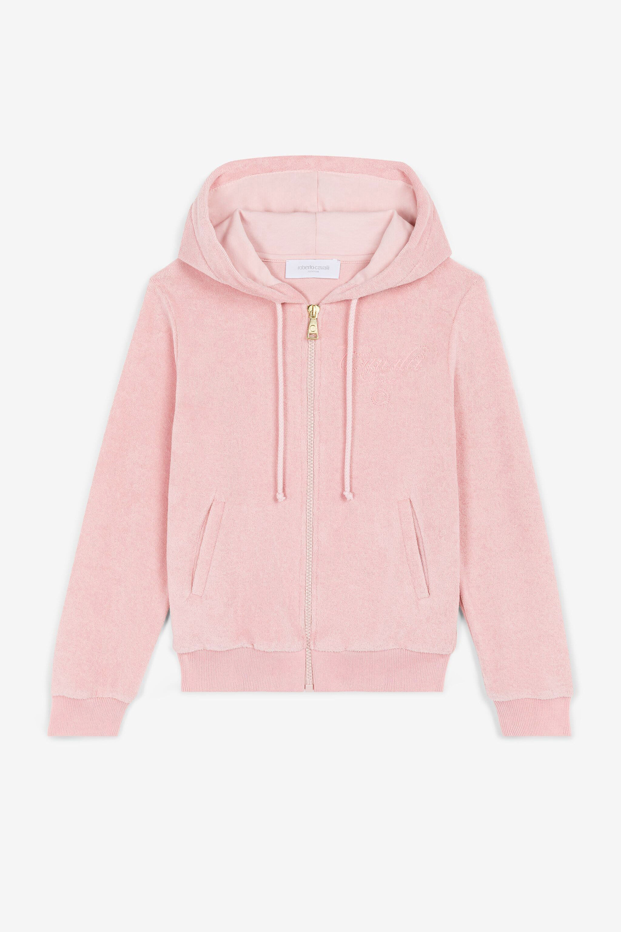 JU Logo-Embroidered Zip Hoodie JU Logo-Embroidered Zip Hoodie Pink OJT901-HE001