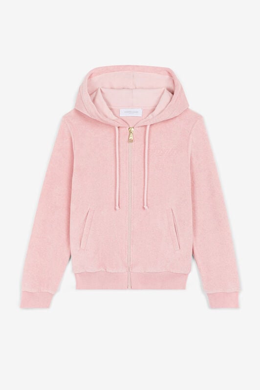 JU Logo-Embroidered Zip Hoodie JU Logo-Embroidered Zip Hoodie Pink OJT901-HE001