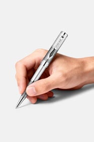 RC Roberto Cavalli Chevron Ballpoint Pen, Two Tone Silver & Gun Color SILVER & GUN VALG07-IG269