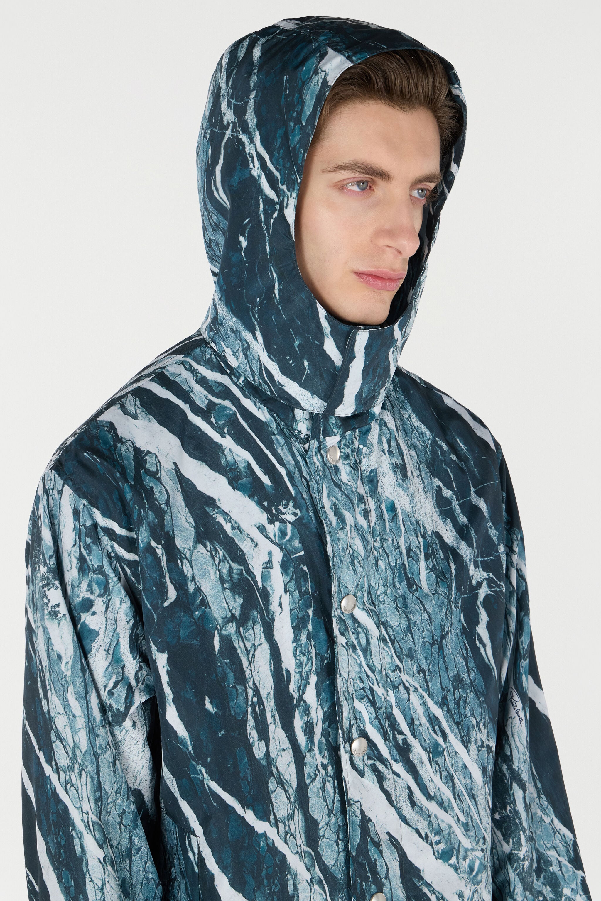 Marble-Print Bomber Jacket in Dark blue for Men | Roberto Cavalli®
