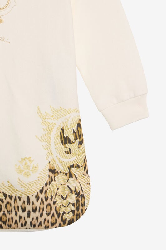JU Leopard And Baroque Print Sweatshirt Dress JU Leopard And Baroque Print Sweatshirt Dress MILKY WHITE VJT69B-CF050
