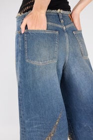 RC Jean Avec Motif Zèbre En Strass Bleu UKJ225-VT007