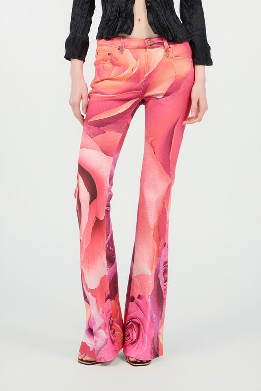 RC Fit & Flare Jeans With Garden Rose Print RC Fit & Flare Jeans With Garden Rose Print Fuchsia UKJ205-DAN48