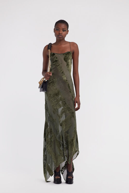 RC Long devore dress Dark green SKT160-VL041