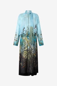 RC Silk Dress With Eden Print Green/Blue VWT139-HZQ70