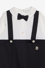 JU Schwarzer und weißer Strampler mit Fliege WHITE/BLACK XJT81Q-JD001