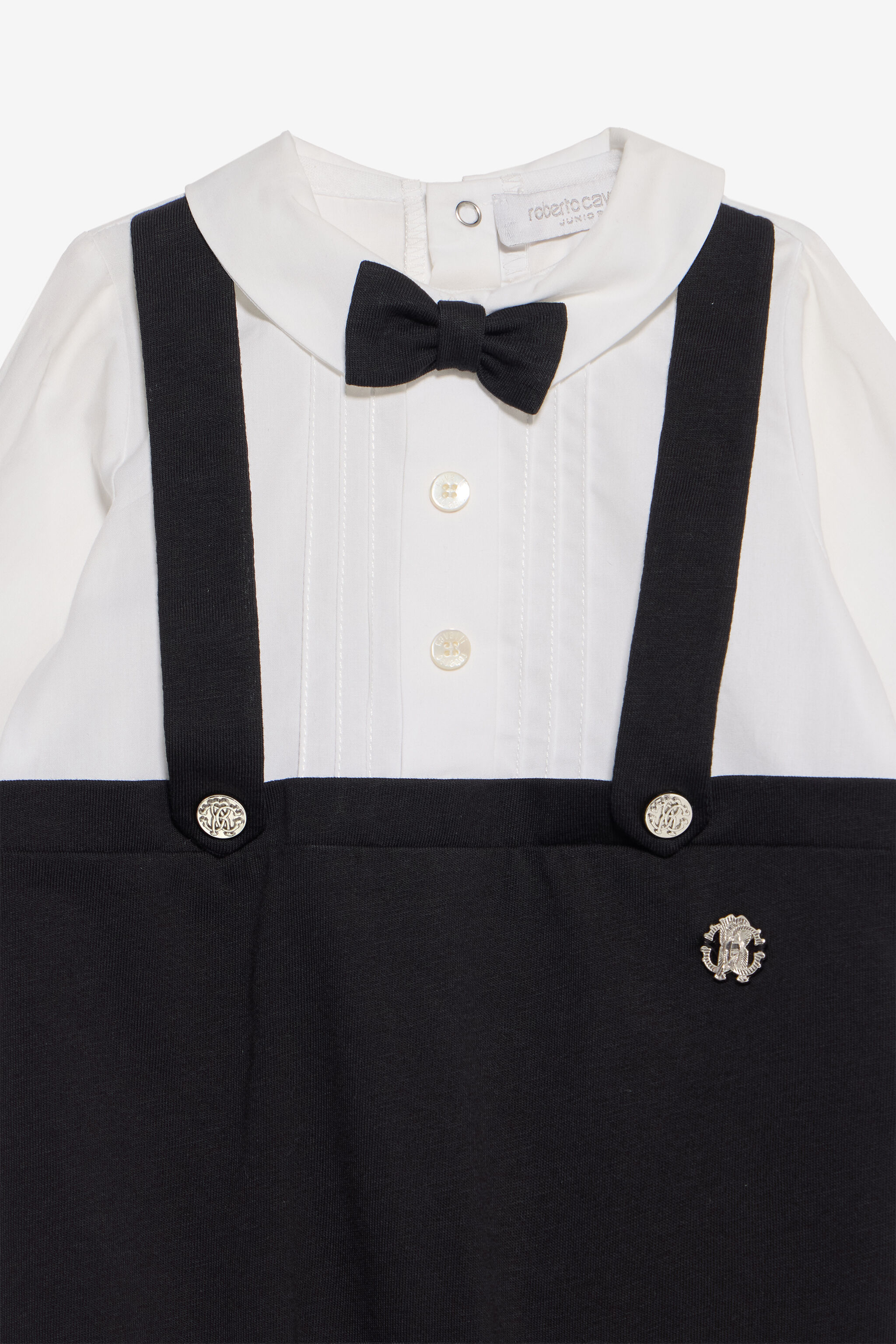 JU Schwarzer und weißer Strampler mit Fliege WHITE/BLACK XJT81Q-JD001