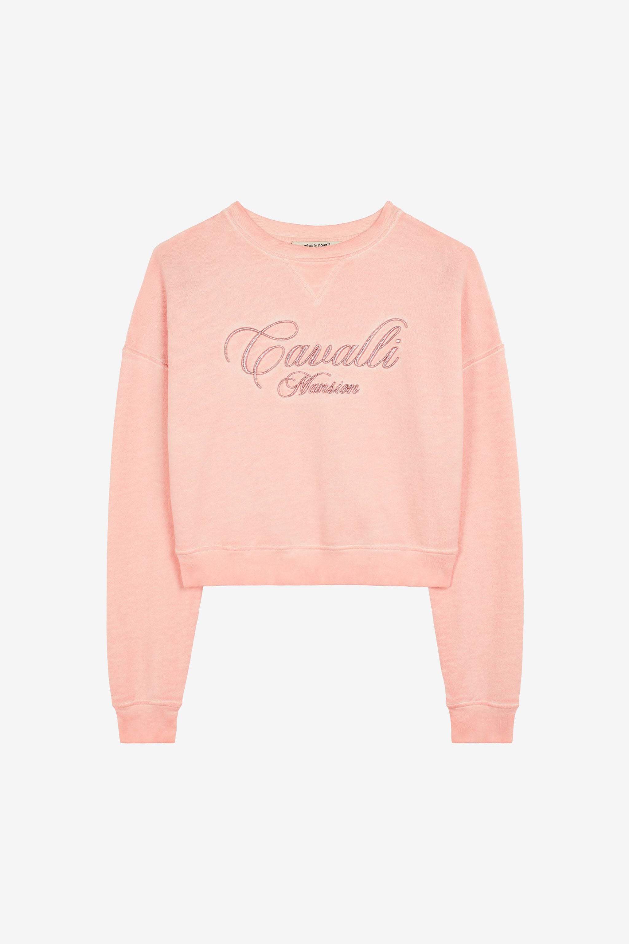 RC Logo-Embroidered Cropped Cotton Sweatshirt RC Logo-Embroidered Cropped Cotton Sweatshirt Pink OKT66A-CF050
