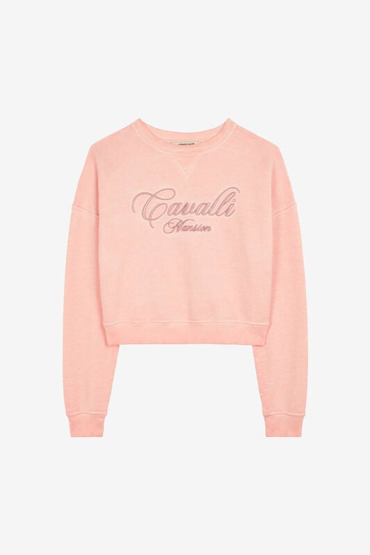 RC Logo-Embroidered Cropped Cotton Sweatshirt RC Logo-Embroidered Cropped Cotton Sweatshirt Pink OKT66A-CF050