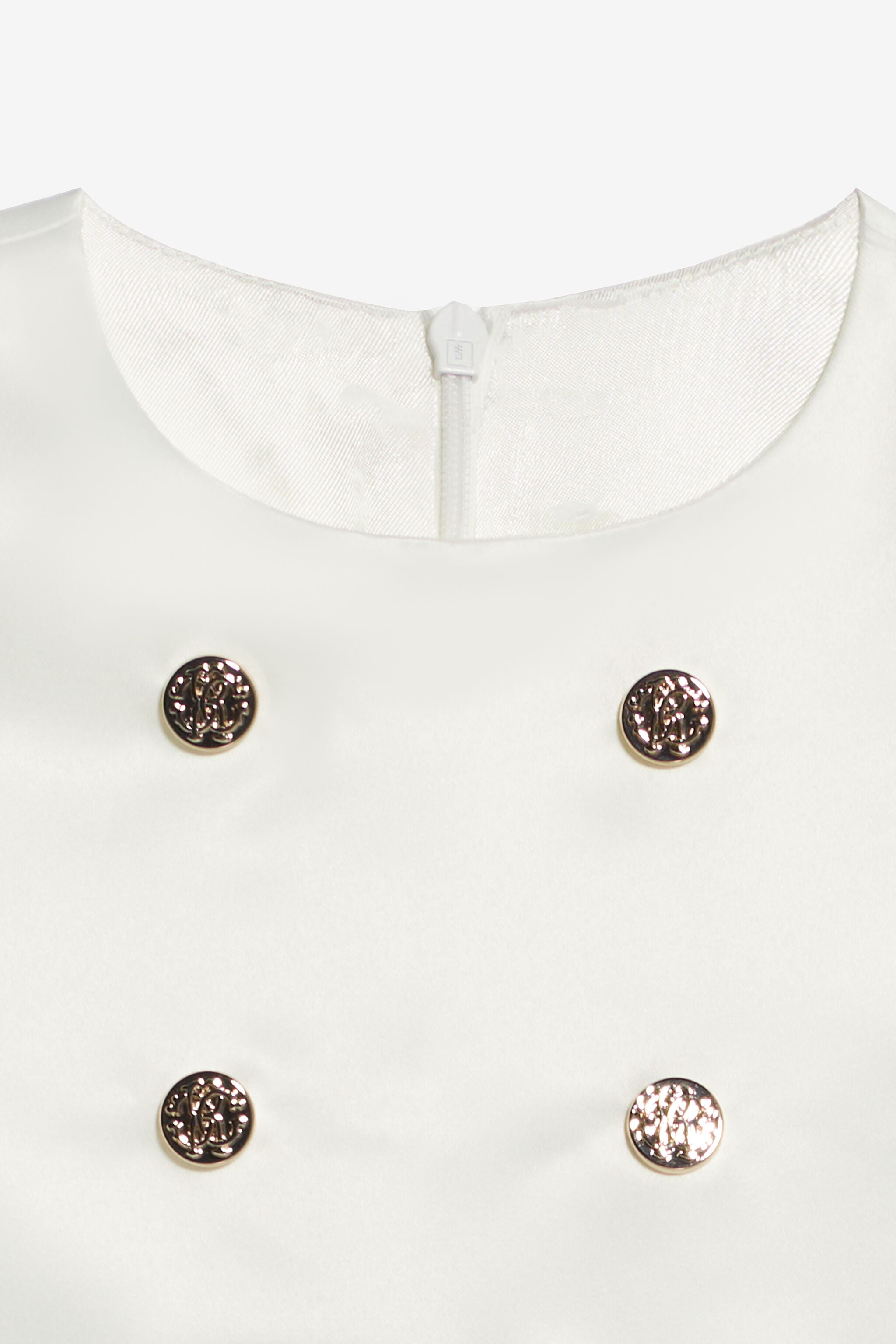 JU Dress With Golden Buttons JU Dress With Golden Buttons White UJT114-RD028