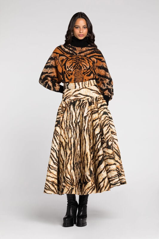 RC Rock mit Steppmuster und Tiger-Print RC Rock mit Steppmuster und Tiger-Print NATURALE RKR311-RYH36