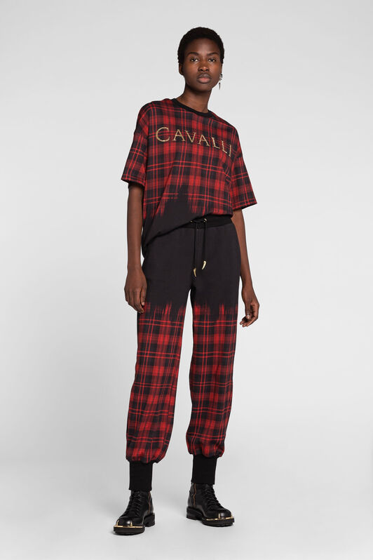 RC T-Shirt aus Baumwolle mit Tartan-Print RC T-Shirt aus Baumwolle mit Tartan-Print Schwarz/Rot PKT62G-JPE62
