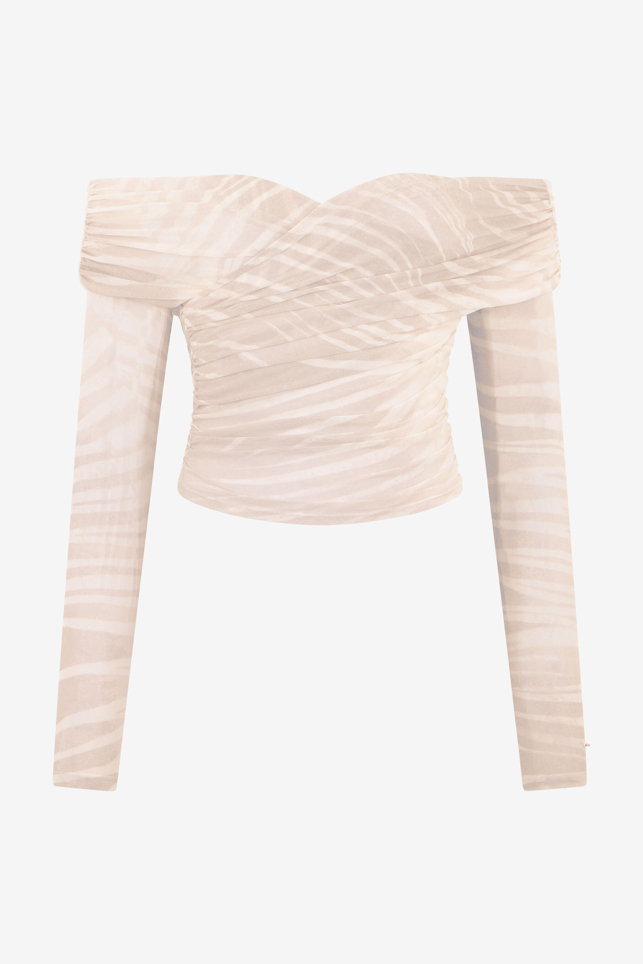 JC Top de hombros descubiertos con estampado Natural Barb JC Top de hombros descubiertos con estampado Natural Barb OFF WHITE WFT239-WF621