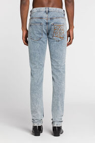 RC Mirror Snake-Embroidered Slim-Fit Jeans Light blue RRJ251-DS001