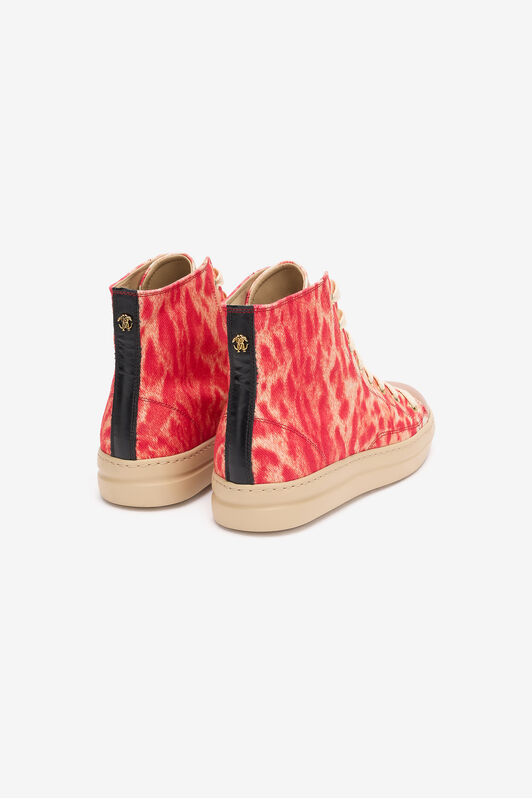 RC High-Top Sneakers with Zebra Print Red UKS040-SMC77