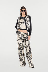 RC Pure Silk Pants With Floral Print RC Pure Silk Pants With Floral Print Black/White VQT210-TYP71