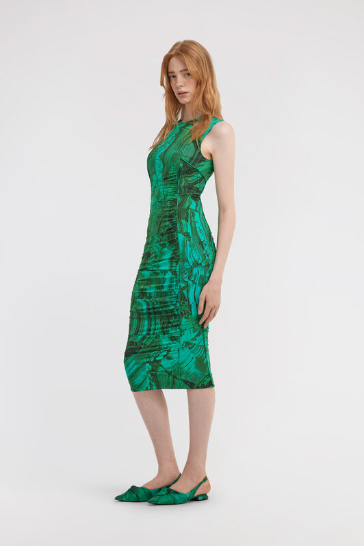 RC Malachite Print Midi Dress RC Malachite Print Midi Dress Green TKT159-LNN06