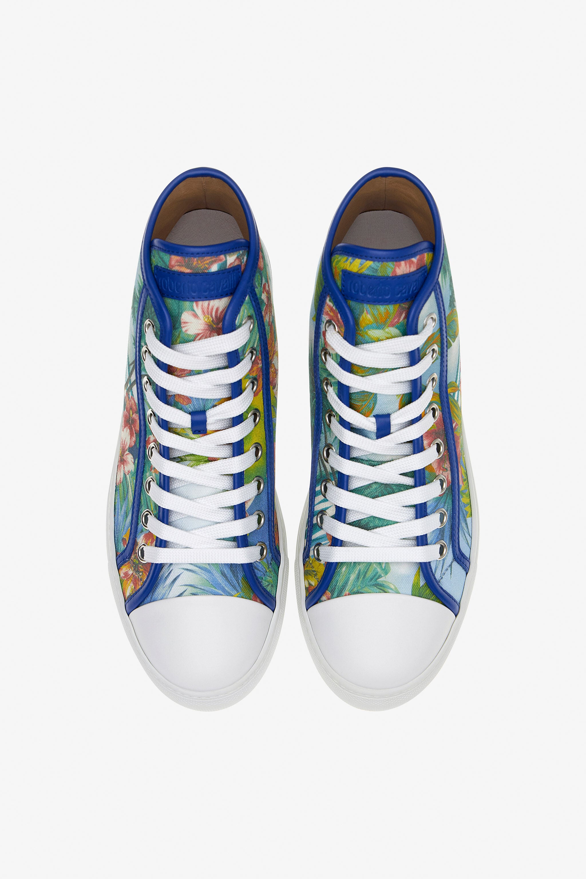 Hawaii print sneakers in Light blue for Men | Roberto Cavalli®