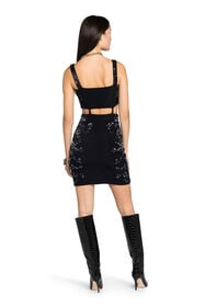 RC Leopard Bead-Embellished Mini Dress Nero JQR155-JJ050