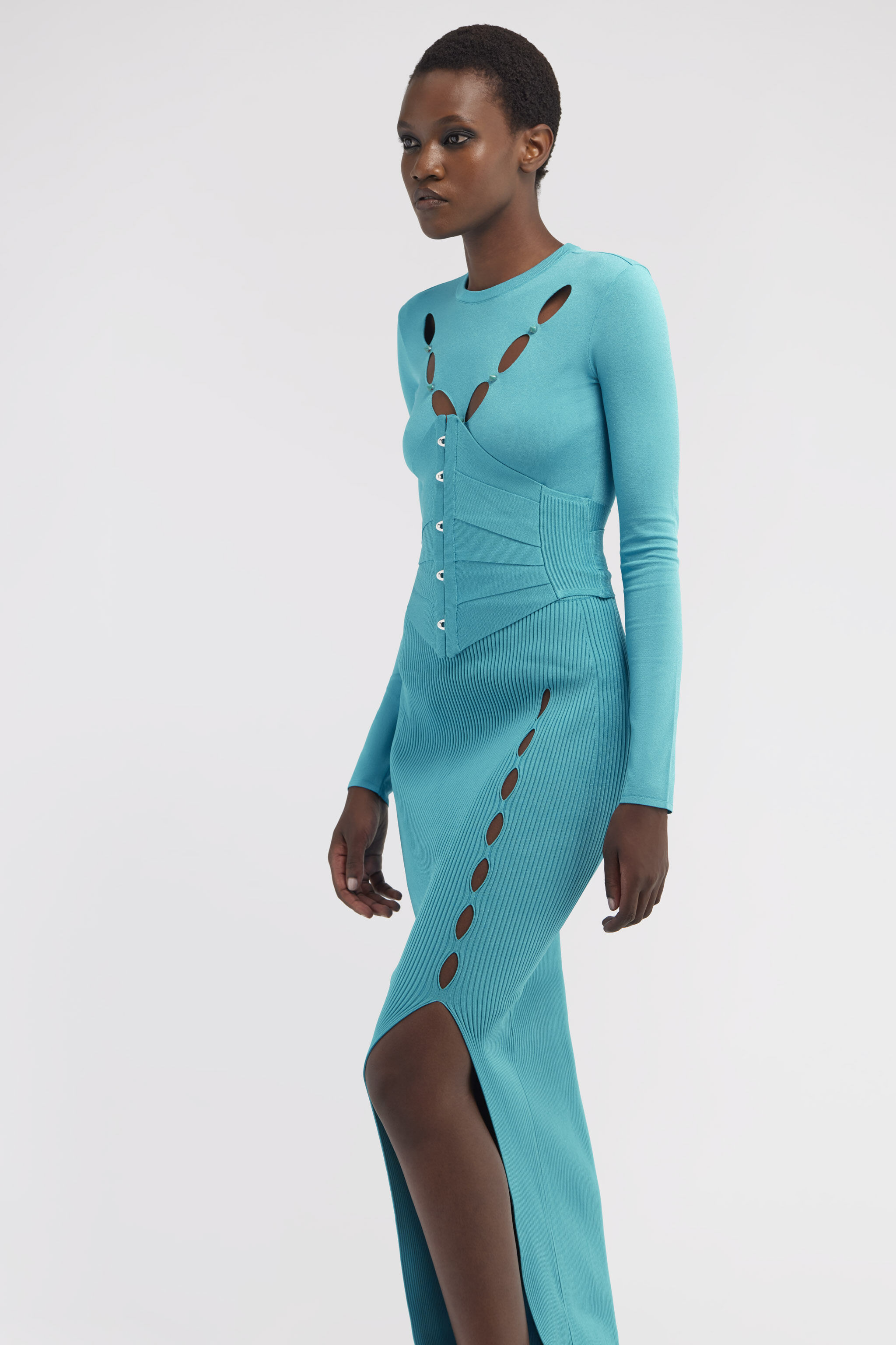 Corset with hooks in Light blue for Women | Roberto Cavalli®