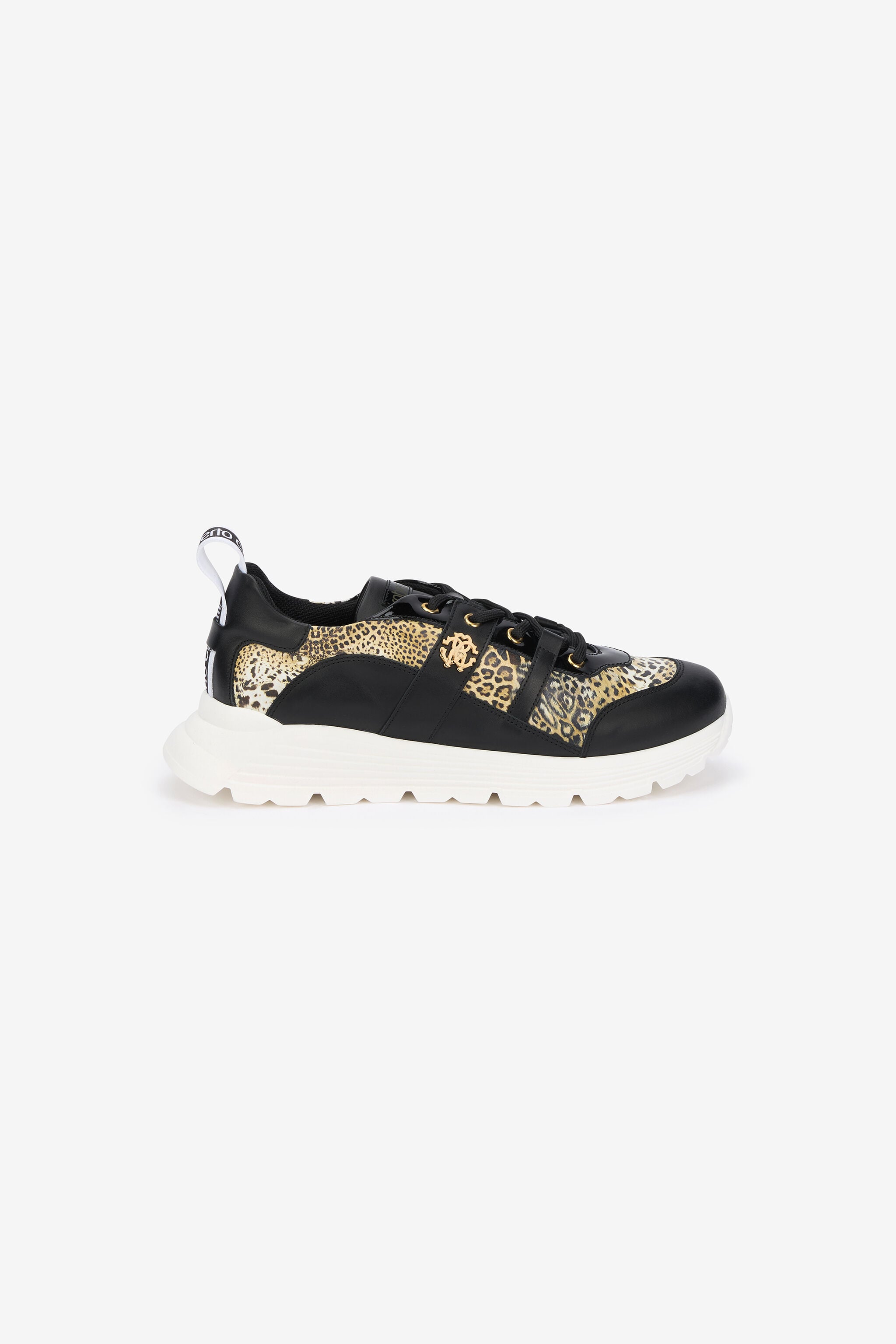 RC Leopard Print Leather Sneakers RC Leopard Print Leather Sneakers BLACK/JAGUAR QOS01G-PZO13
