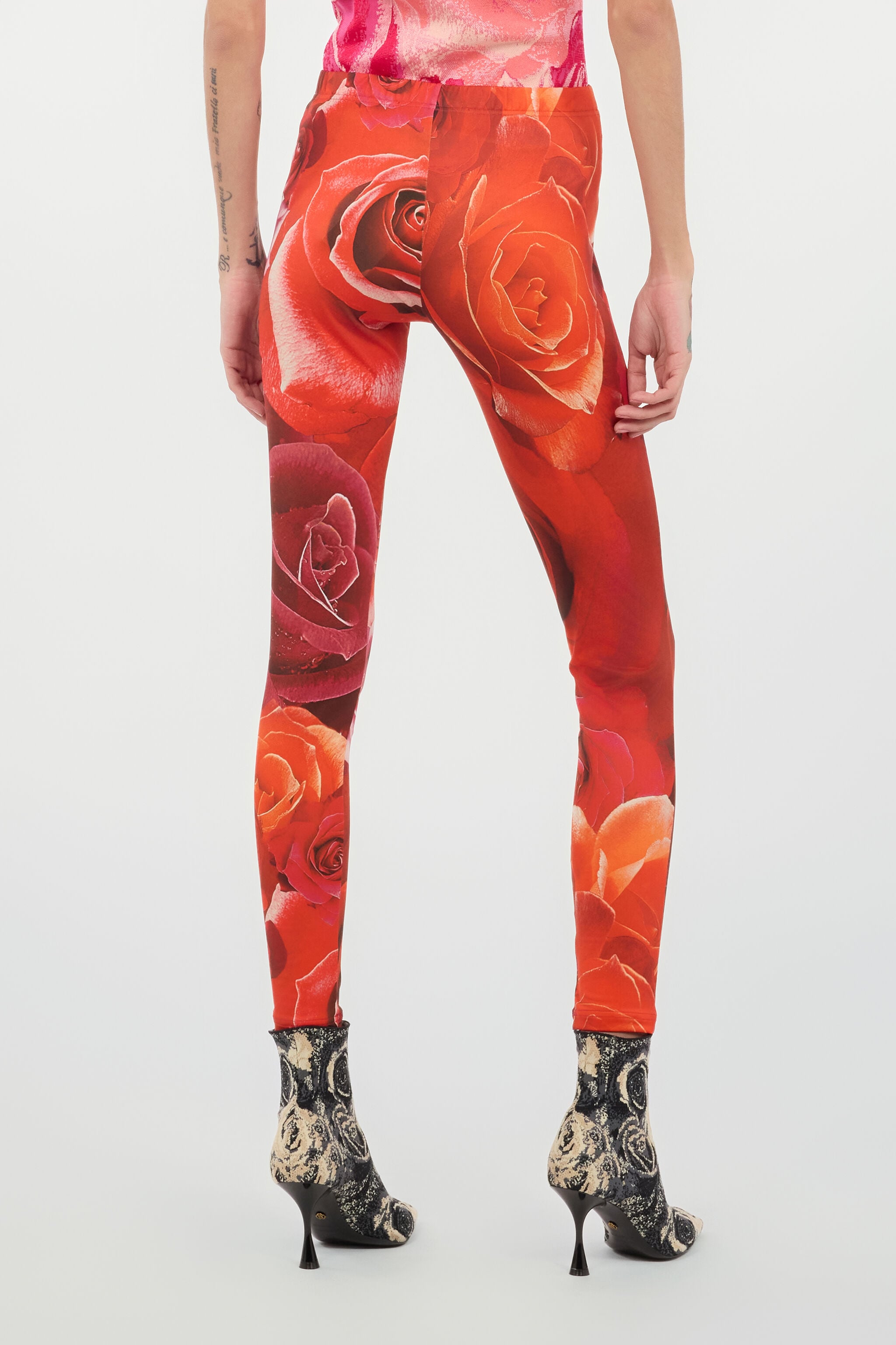 RC Leggings With Garden Rose Print RC Leggings With Garden Rose Print Red UKT25B-OON48