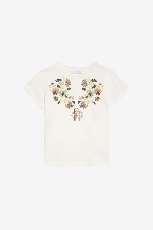 JU Floral Cotton T-Shirt IVORY XJT62R-JD001