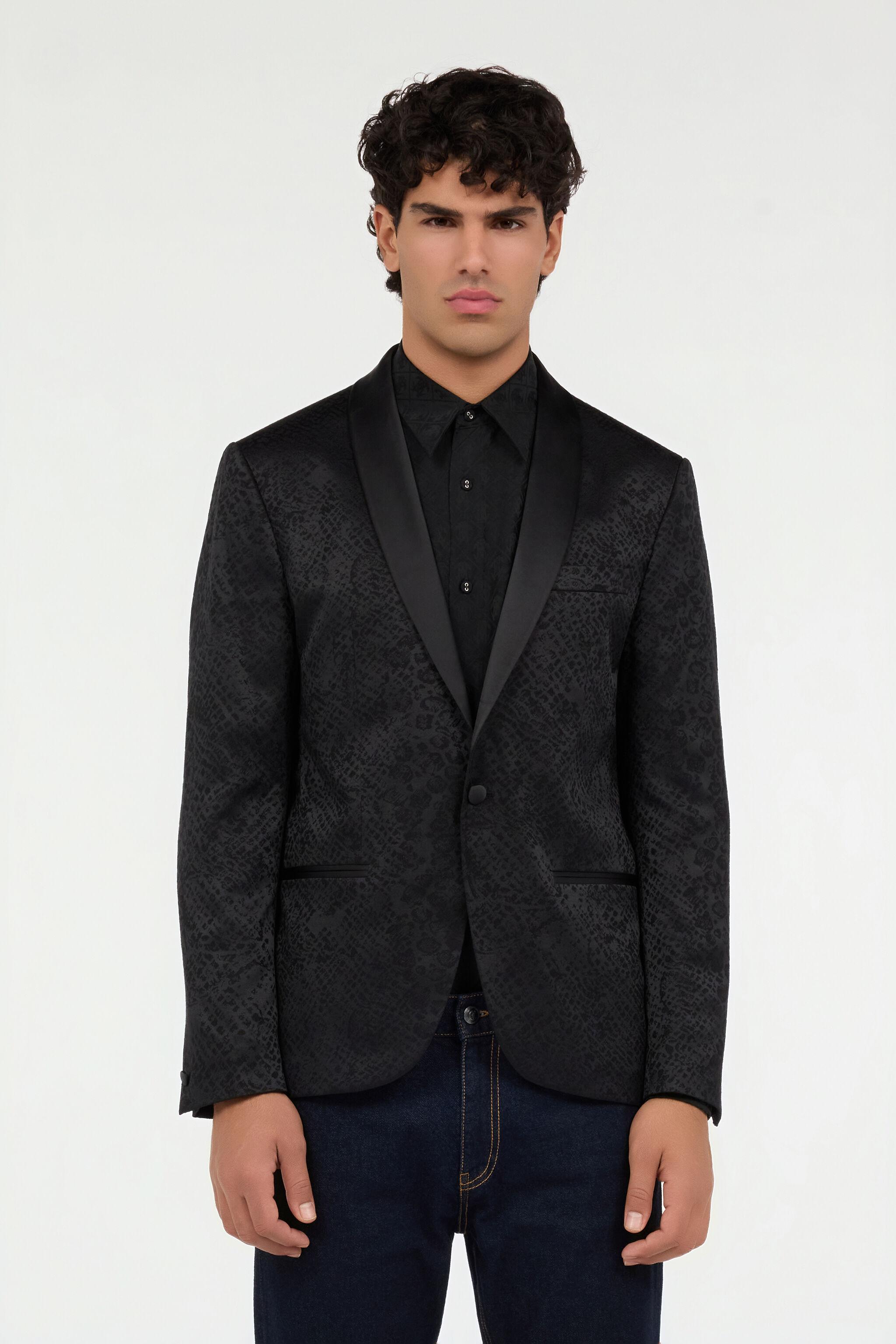 RC Black Jacket with Python Pattern RC Black Jacket with Python Pattern BLACK QOT40H-DJ005