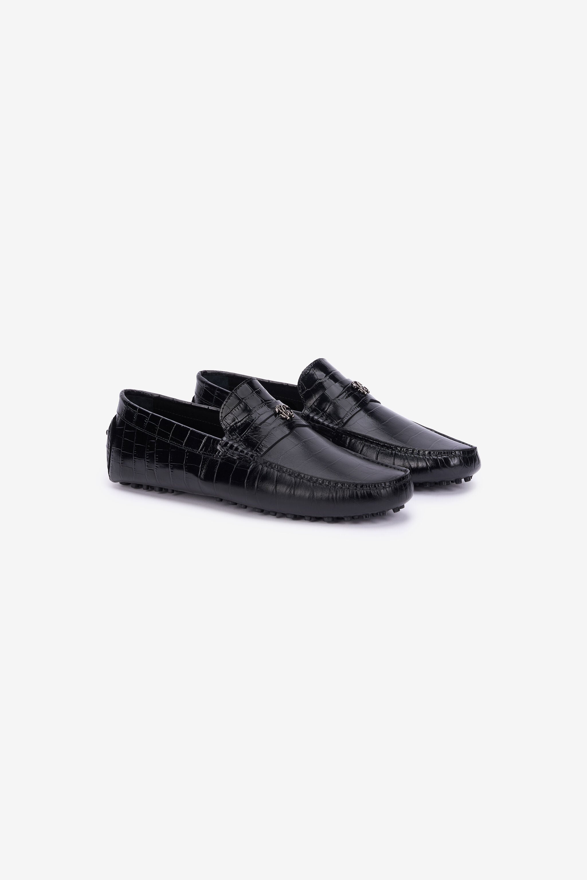 RC Black Croc-Effect Leather Loafer BLACK QOS00A-PZ577
