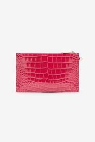 RC Crocodile-Effect Flat Clutch Fuchsia VKA005-PZ975
