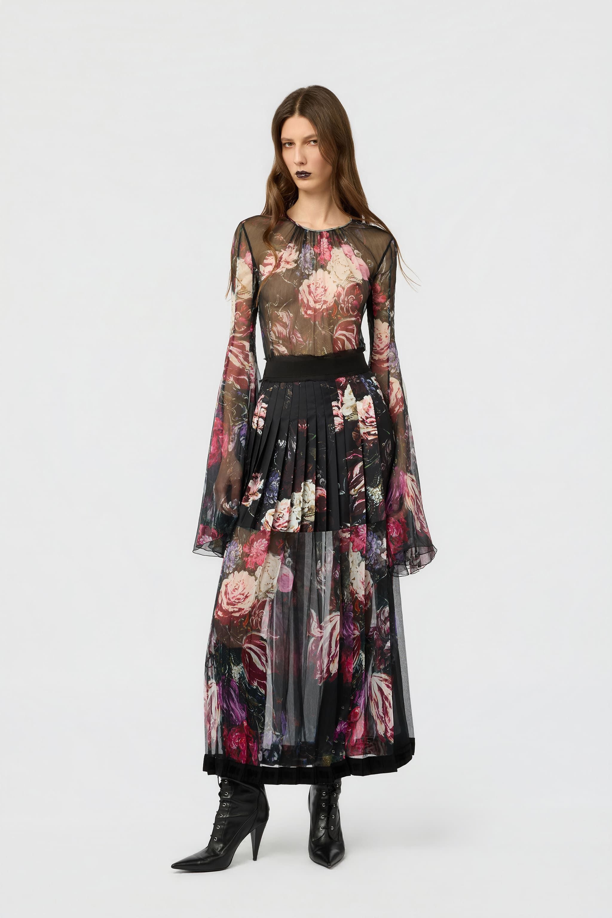 RC Camicia In Seta Stampa Fiammingo Flowers RC Camicia In Seta Stampa Fiammingo Flowers BLACK/PINK XWT706-CKT77