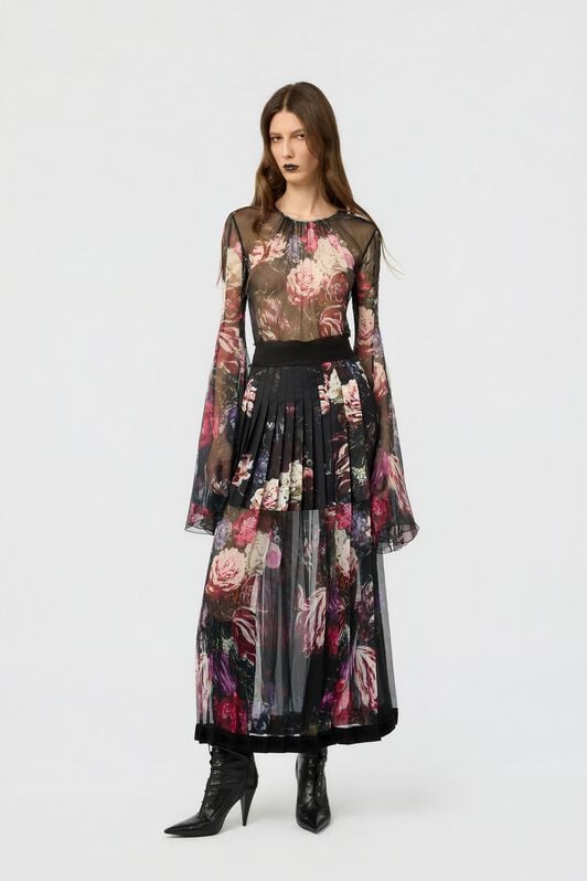 RC Camicia In Seta Stampa Fiammingo Flowers RC Camicia In Seta Stampa Fiammingo Flowers BLACK/PINK XWT706-CKT77