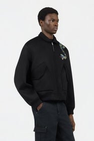 RC Chaqueta Bomber Negra Con Bordado De Serpiente BLACK WRR462-FE021