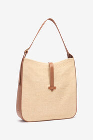 RC Borsa A Spalla Grande Effetto Rafia Marrone chiaro UWB006-PZI06