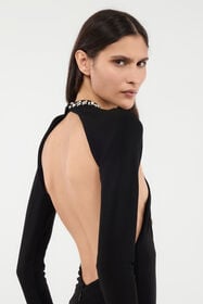 RC Mini Dress With Cut-Out And Bejeweled Neckline Black UKR161-JE034