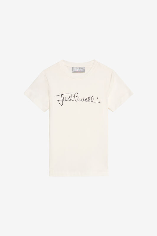 JC T-Shirt with Rhinestone Logo MARSHMALLOW XFT63Q-JD005