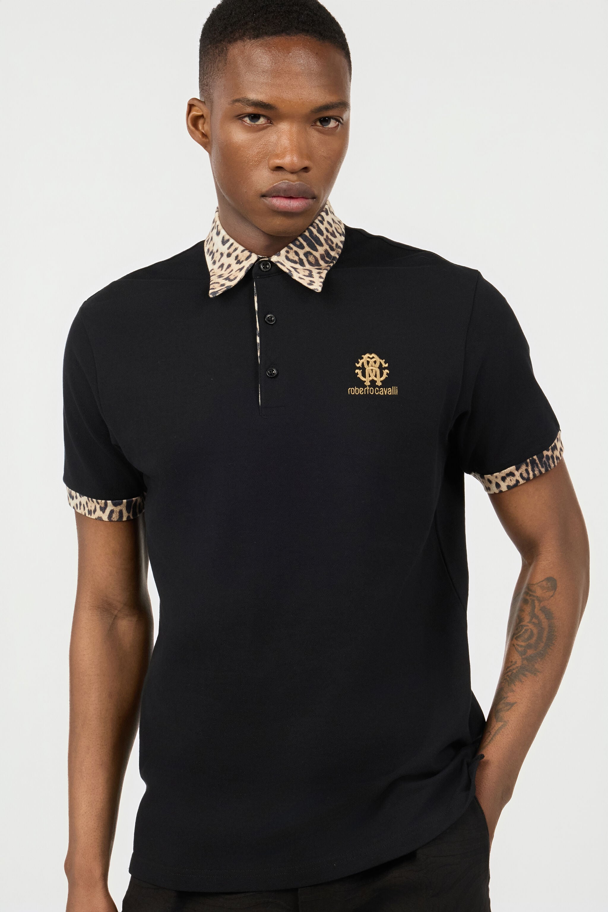 RC Black Polo with Jaguar Print Details RC Black Polo with Jaguar Print Details Black POT64E-KB001