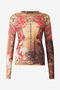 RC Long-Sleeved T-Shirt With Oriental Print NATURALE/ROSSO VQT60G-TLQ22