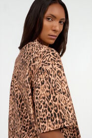 JC T-shirt en coton à imprimé Leopard Skin BEIGE VFT185-VF308