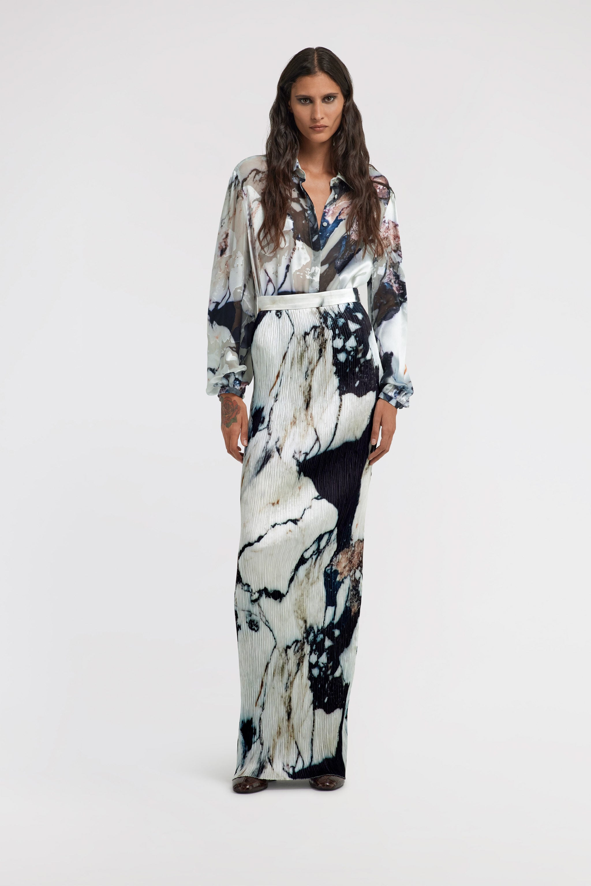 RC Marble print blouse Negro/Blanco TWT700-HEN18
