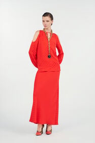 RC Silk Blouse with RC Print CORAL RED WQT601-RK010