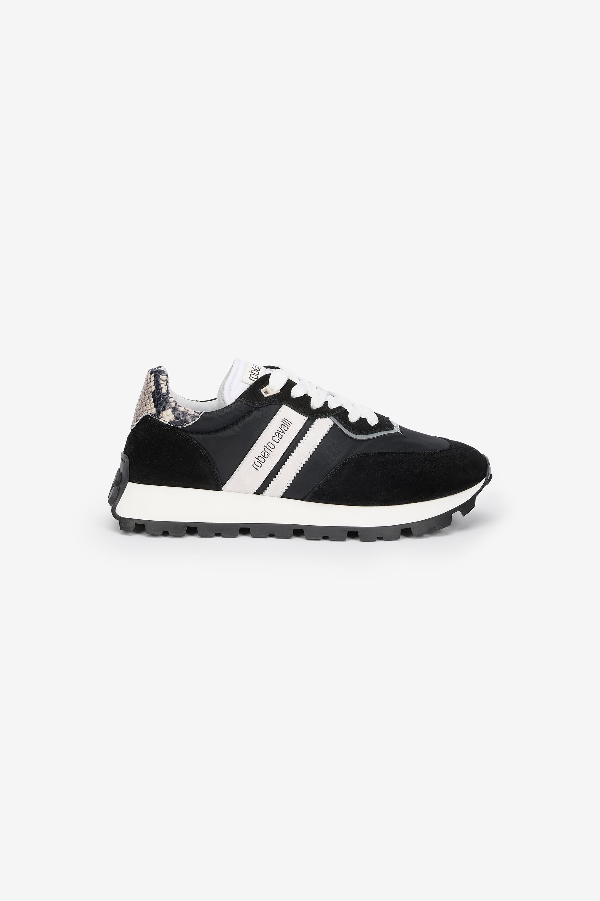 RC Black Running Shoes With Snake-Print Detail BLACK/WHITE QOS00F-PZA81