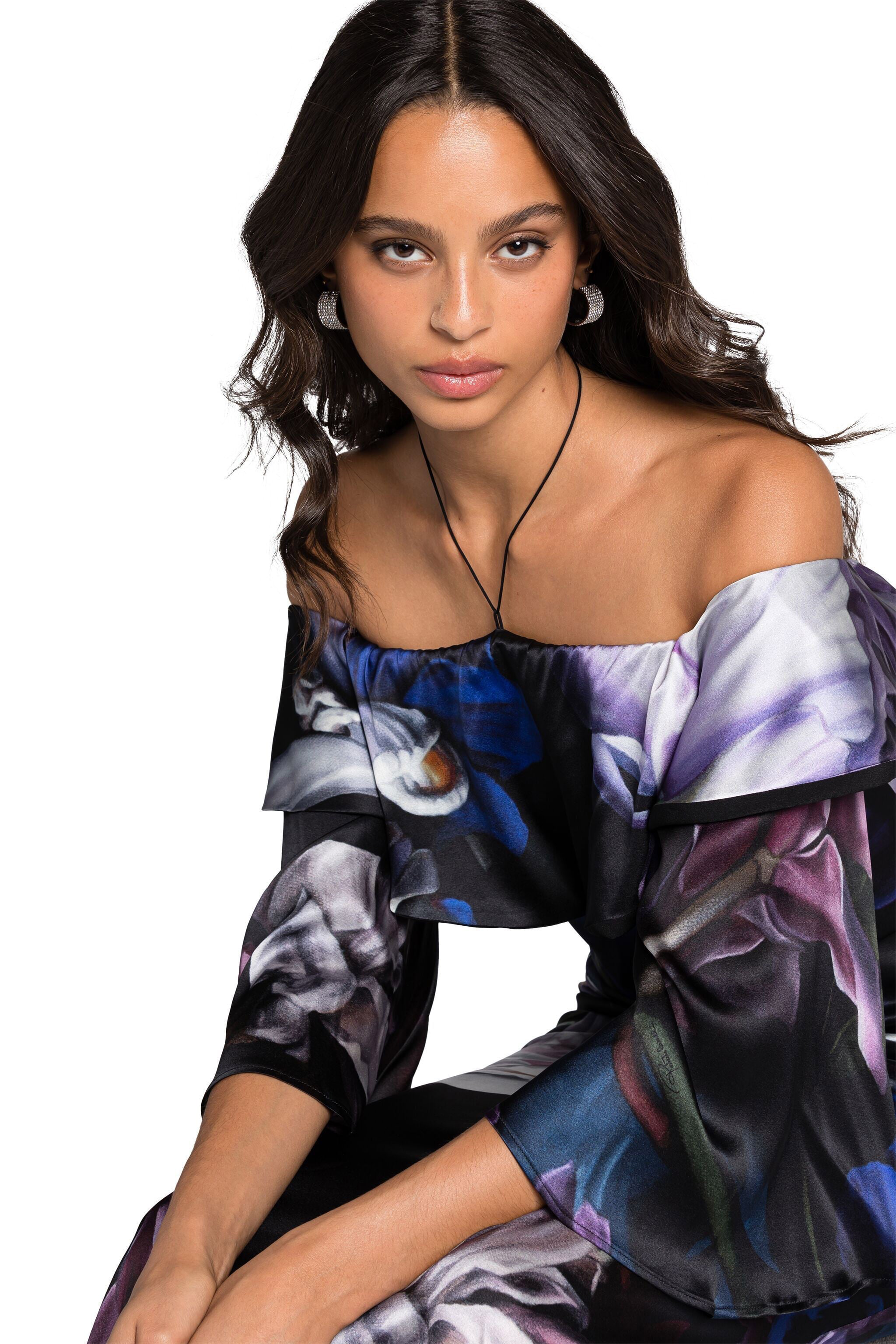 RC Floral-Print Ruffled Maxi Dress RC Floral-Print Ruffled Maxi Dress Purple KOT10C-2NS02