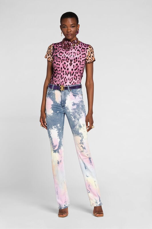 RC Leopard-print two-tone T-shirt RC Leopard-print two-tone T-shirt Fuchsia QKT60I-LNF53
